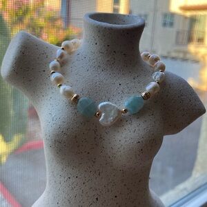 Handmade Fresh Water Pearl w/ Amazonite bracelet